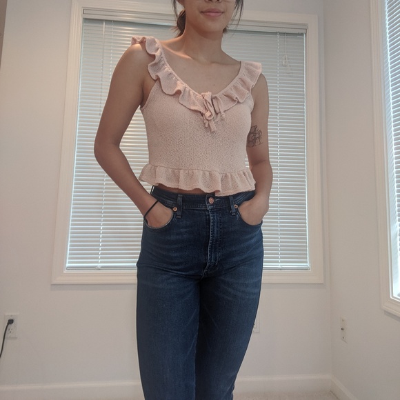 [3 for $25] Knit Ruffled Crop Top - Picture 1 of 3